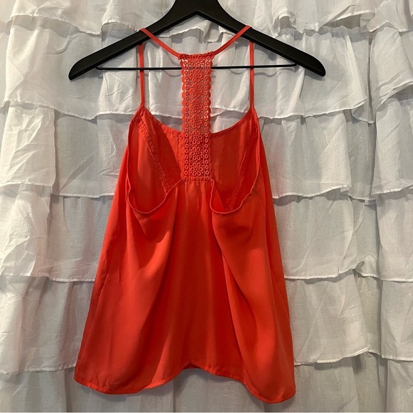 Peach Lightweight Lace T Back Tank Top - Size Small - Picture 4 of 8